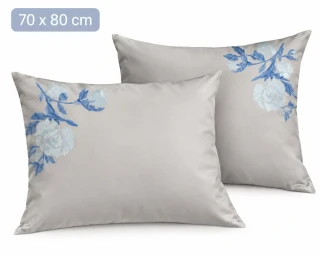 Obliečka na vankúš 70x80 HAFT kvety bledošedá